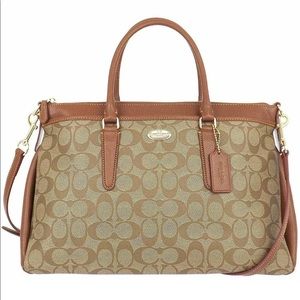 Coach Signature F34617 Morgan Satchel KHAKI/SADDLE
